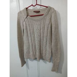Comptoir des contonniers women medium sweater wool alpaca beige zipper shoulder